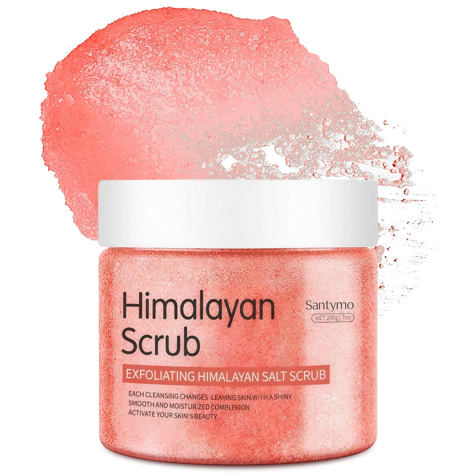 JD CONCEPT Santymo Gentle Himalayan Salt + Squalane Scrub, 7 oz Natural Exfoliating Cleanser with Aloe Vera, Moisturizing Face & Body Care for Hands, Feet, Stretch Marks, Fine Lines, Wrinkles, Silky Daily Self Care Gift