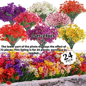 24 Bundles Artificial Flowers for Indoors & Outdoors, Fake Flower Plants for Garden, Porch, Window Box, Home Decor (8 Colors)