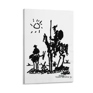 Picassos Don Quixote Canvas Poster. Wall Art Print for Modern Bedroom. Decorative Art of Man of La Mancha. Poster Canvas Wall Art For Bedroom Decor Bar Office Room Decor Gift