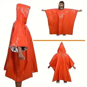 Survival Rain Poncho Emergency Space Blanket Camping Gear-Retain 90% of Body Heat Survival Gear for Survival Kits Camping Supplies Emergency Blankets