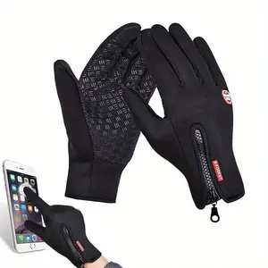 Unisex Touchscreen Thermal Gloves | High-quality Non-slip Design, Specially Made for Outdoor Activities, Windproof Full-finger Style with Zipper Closure, Hand Washable or Dry Clean, Ideal for Cold Weather Commutin