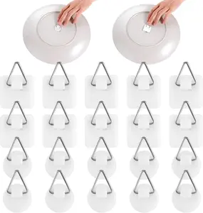 20Pcs Invisible Adhesive Plate Hanger, 1.25 Inch Vertical Plate Holders for the Wall, Adhesive Picture Hanger, Wall Plate Hanger Display Holder, Hanging Hooks for Decorative Plates and Wall Art Gjinxi596869_1