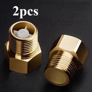 2Pcs Brass Tone Check Valve G1/2 Female Thread to G1/2 Male Thread Anti Backflow One Way Valve For Toilet Sink Kitchen Faucet Water Tower Water Heater Bathroom Pipes RV Plumbing System