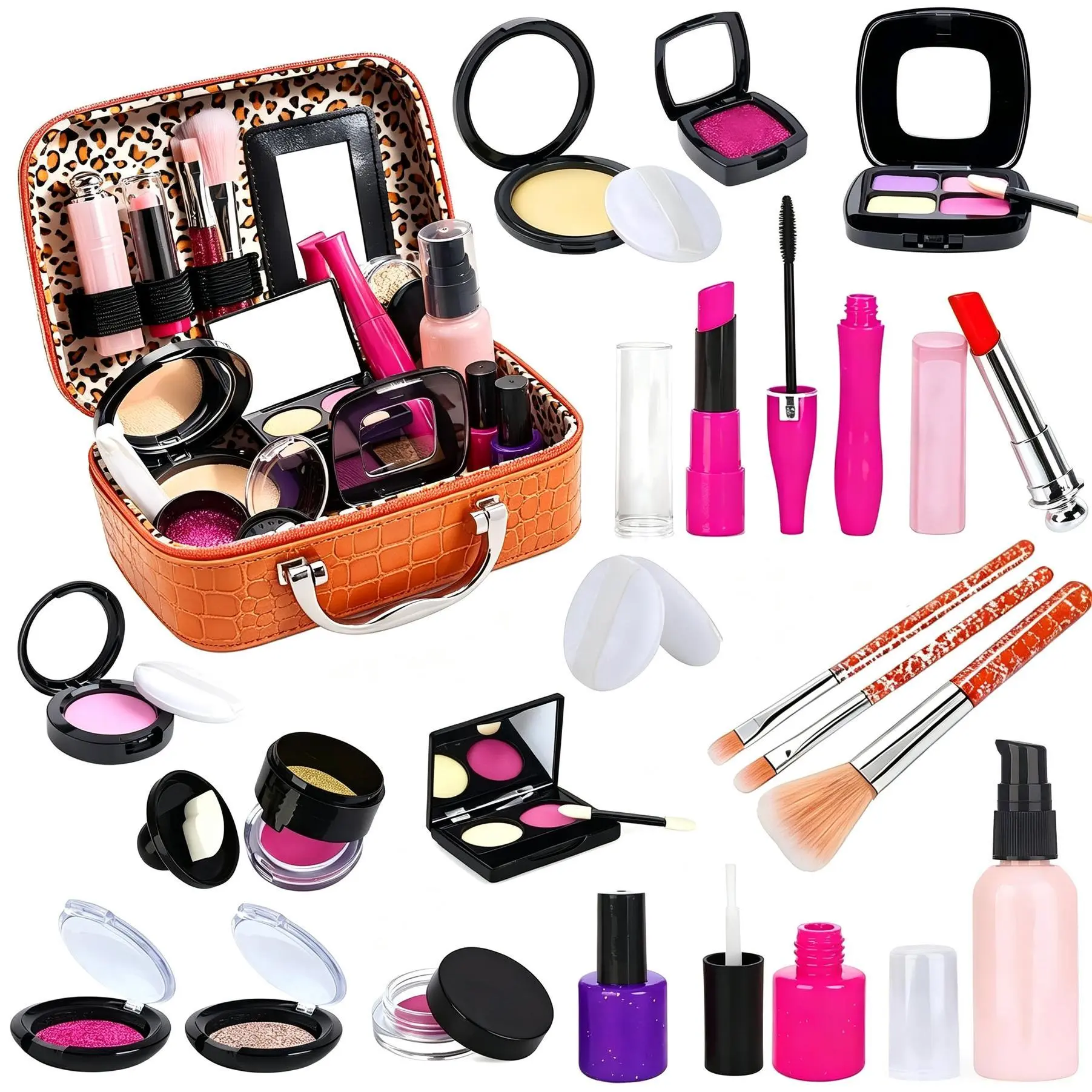Makeup Toy Set, 21pcs/set Playset Simulation Cosmetic Toy, Fun Pretend Play Makeup Toys for Girls, Birthday Gift for Girls, Kids Vanity