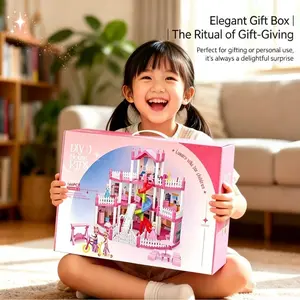 166pcs Dollhouse Building Blocks Set, Princess Castle Villa Toy Kit, Girls' Birthday Gift, Holiday Present, Creative Playset