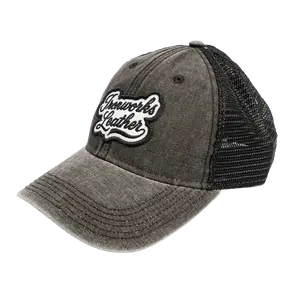 Ironworks Leather Trucker - Charcoal Snapback Hat
