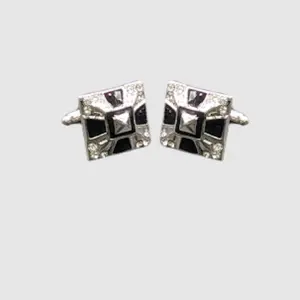 Geometric Silver and Black Cufflinks
