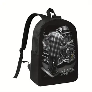 Lowrider Cholo Vintage Mexican Aztec-Inspired Backpack - Lightweight Polyester Daypack with Adjustable Straps, Machine-Washable, Perfect for Everyday Commute & Casual Outfits, Travel Backpack, Stylish Streetwear, Durable Zipper Closure