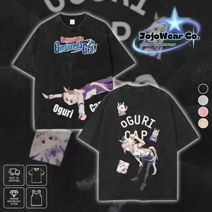 Oguri Cap Uma Musume Cinderella Gray v2 Graphic T-shirt Pretty Derby Hoodie Crewneck Sweatshirt Tank Top Oversized Streetwear 100% Premium Cotton Fabric Tee Unisex Vintage Double Printed Washed Top Gift For Anime Manga Fan Menswear Apparel