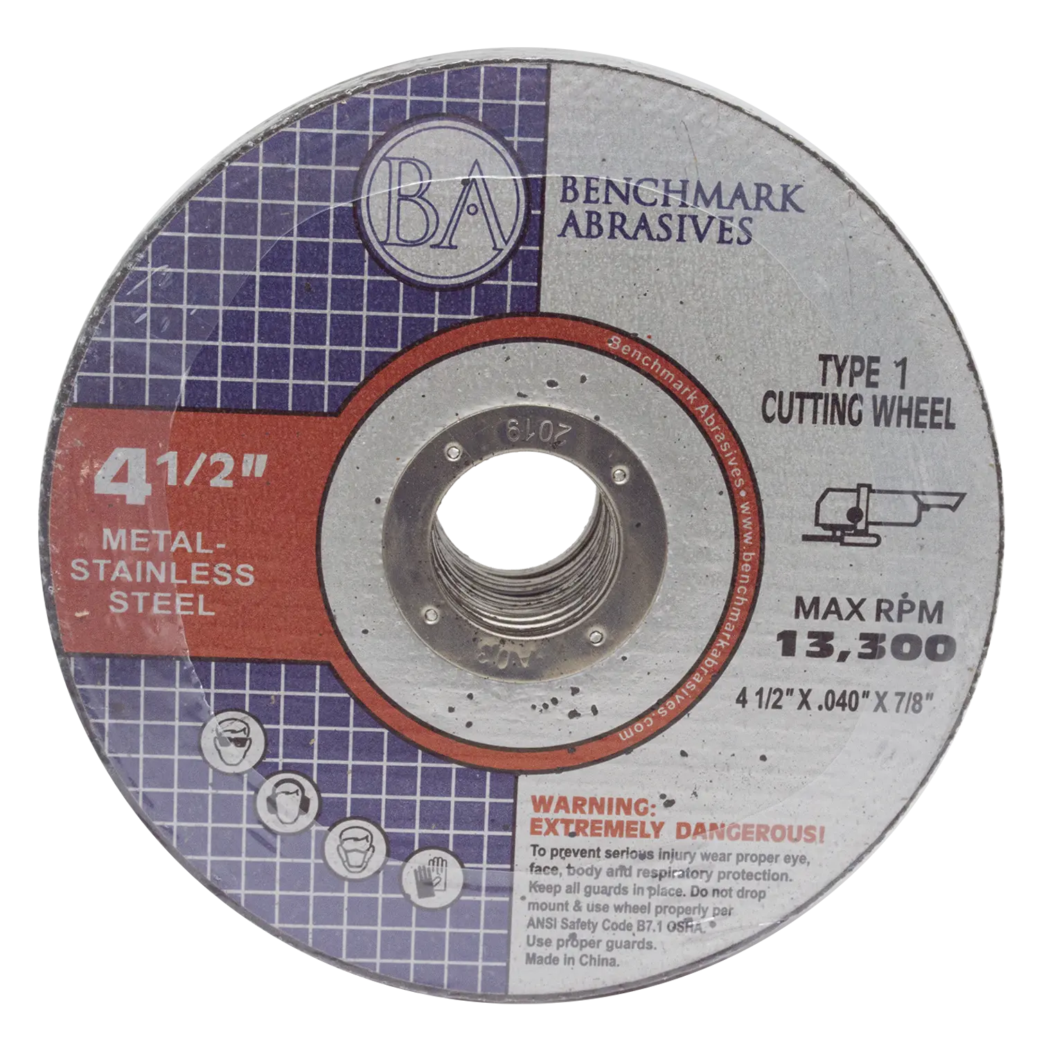 25-Pack T1 Wheel Premium Thin Fiberglass Cutting Discs, 4-1/2" x.040 x 7/8" Low Vibration Aluminum Oxide Angle Grinder Cutting Tool, Ideal for Stainless Steel, Ferrous Materials