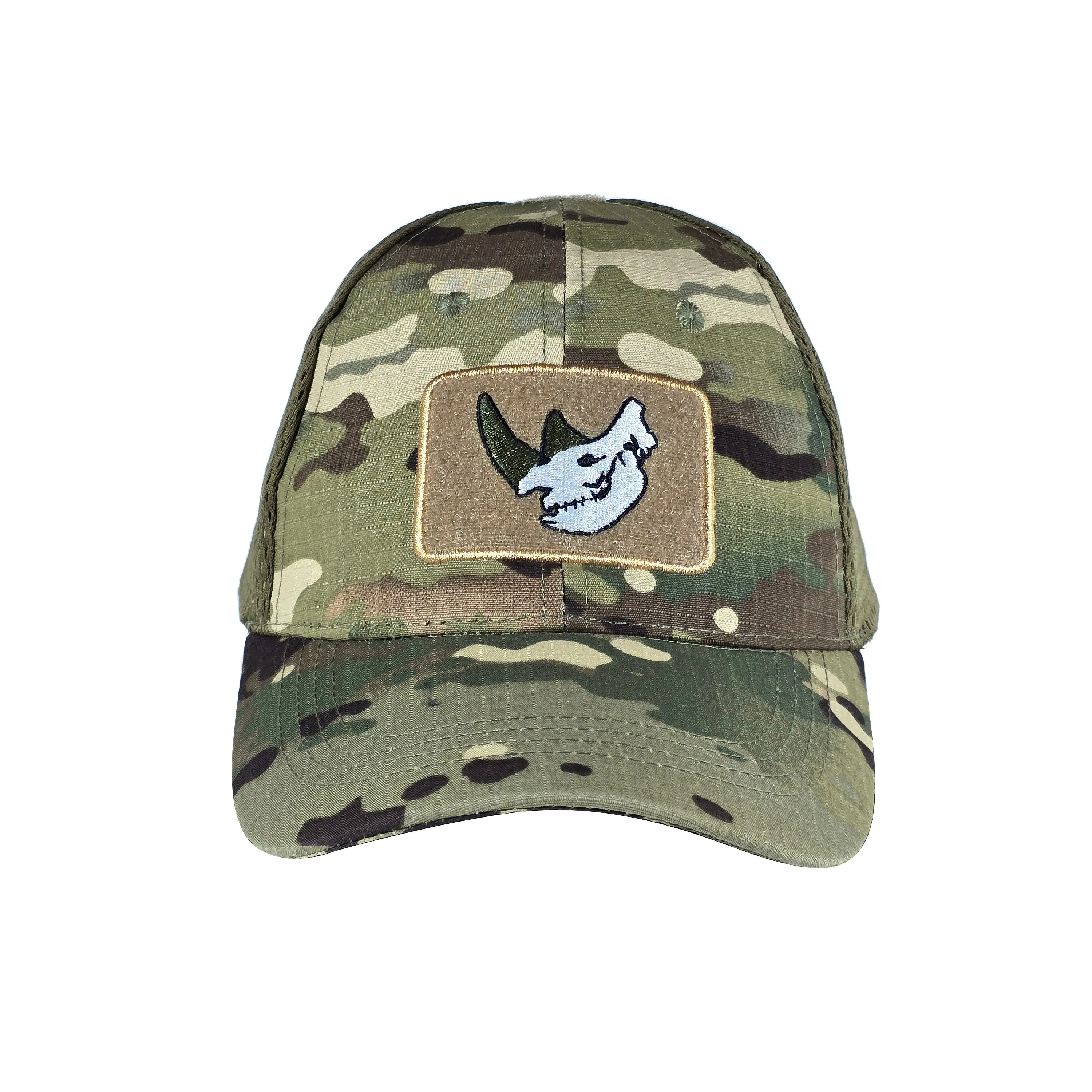 MUCTAC Tactical Breathable Mesh Cap Rhino Skull Patch Velcro Adjustable Range-Day Cap