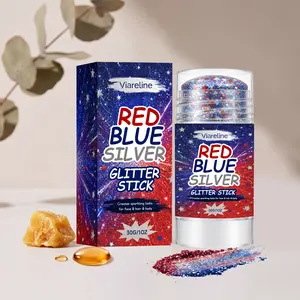 VIARELINE 4th of July Glitter Stick - Waterproof, Gentle Makeup Accessory Set with Red, Blue, Silver Glitter & Hair Sparkle for Independence Day Parties & Holiday Looks, No Messy Fallout