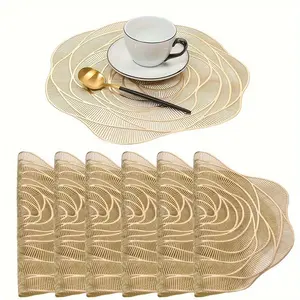8 Piece Rose Shape Valentine's Day Table Placemats, European Style, Heat Resistant, Non-Slip, Stain-Resistant, Home Restaurant Decor