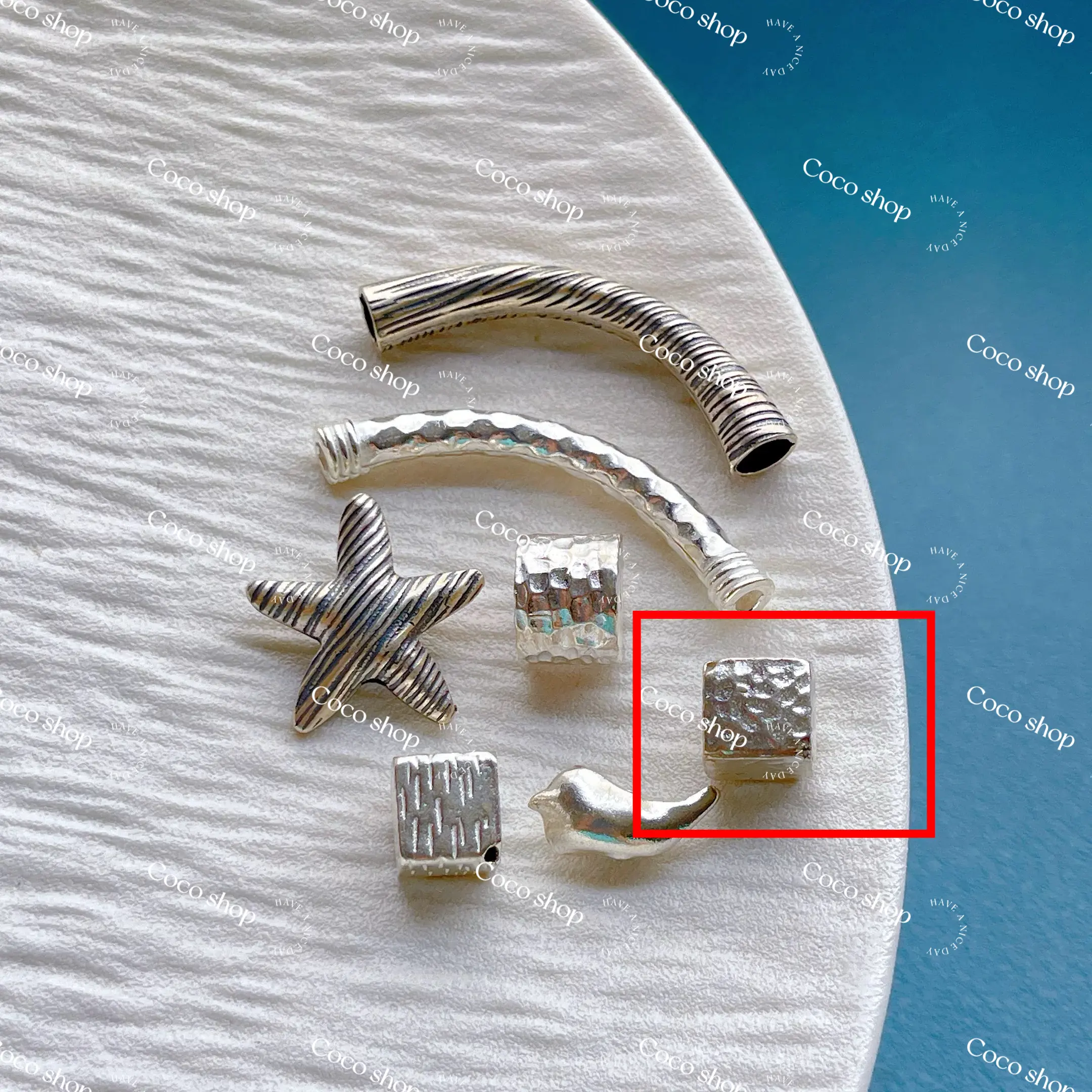 Sliver Sugar Cube  Spacer