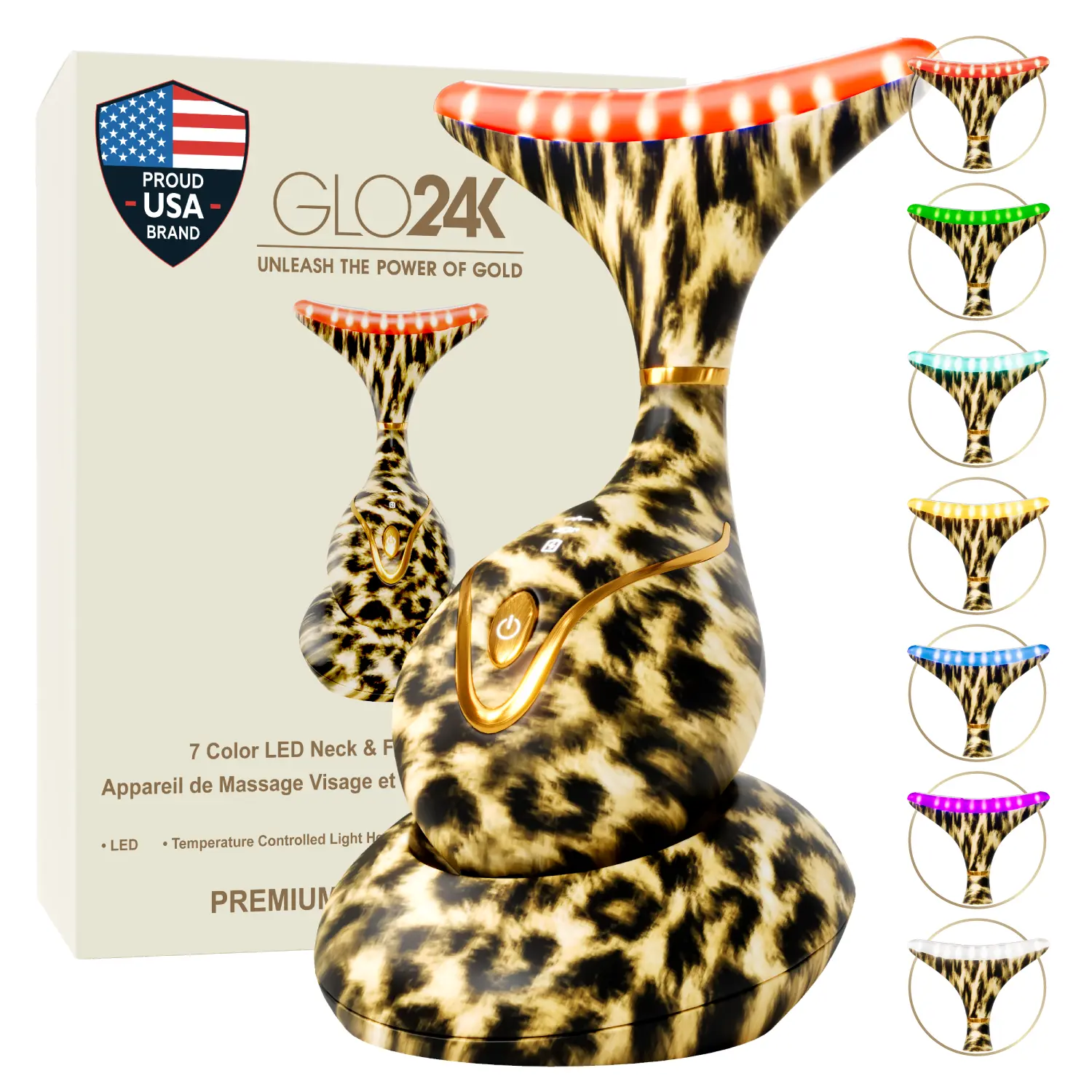 7 Color LED Neck & Face Massager Deluxe (Cheetah)