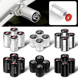 4pcs Metal Car Wheel Tire Valve Caps Stem Cover Car Accessories For Toyota Prado Aqua Hilux Camry Rav4 Prius TRD Venza GR Yaris Tire Pressure Caps