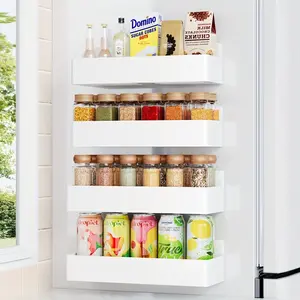 Large-capacity wall-mounted magnetic fragrance rack,refrigerator side,durable storage rack, magnetic washing machine storage rack, non-punching wall-mounted storage rack, convenient storage rack non-punching design,kitchen accessories, non-punching device