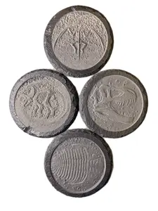 Deep Laser Engraved Dinosaur Fossil Slate Coasters | Natural Stone Drinkware Set | T-Rex, Triceratops, Pterodactyl & Trilobite