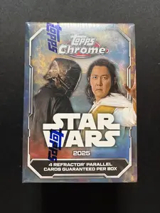 Topps 2025 Chrome Star Wars Blaster Box - 8 Packs, 5 Cards Per Pack, 40 Total Cards, 4 Refractor Parallel Cards Guaranteed