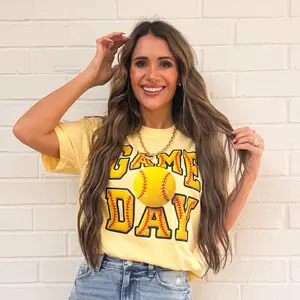 FAUX Yarn Game Day Softball And Baseball, Faux Yarn Sports Trendy Mom (NOT Real Fabric Patches) Sweatshirt