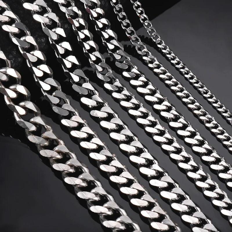 Stainless Steel Gold Silver Cuban Curb Chain Necklace for Women Men 3/5/7/9/11Mm Unisex Jewelry