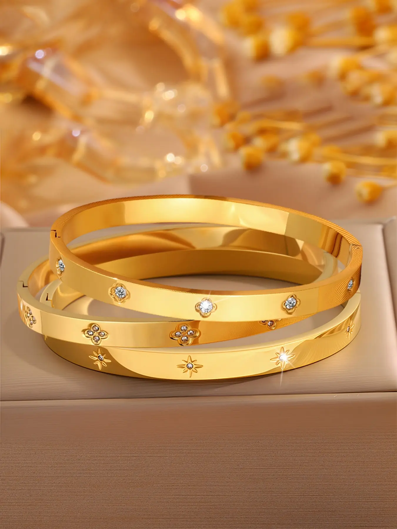 3pcs Gorgeous Fashion Stainless Steel Classic Style Bracelet Set, Stackable Bracelets, Suitable for Dating, Party Parties, Daily Commuting, Excellent Gift to Show Taste