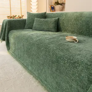 Solid Color Tassel Sofa Cover, 1 Count Non-slip Sofa Towel, Sofa Protective Cover, Sofa Cover for Home Living Room Decor, Couch Cover