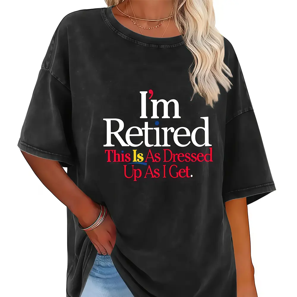 Plus Size Women's Retro Washed Printed Streetwear T-Shirt - 230g Thick Fabric, Round Neck, Short Sleeves, Loose Fit, Machine Washable, Spring/Summer Casual Top, Tshirt