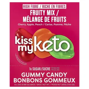 Kiss My Keto Gummy Candy, Fruity Mix, 8 Bags, 0.88 oz (25 g) Each