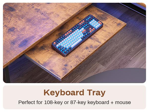 SEDETA 57.5-inch L-Shaped Gaming Table with Tray Reversible Computer Desk Furniture Shelf