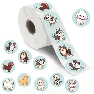 Cute Dog Pattern Sticker (500pcs/roll), Reward Sticker, Self-adhesive Waterproof Fire Car Sticker, Decorative Sticker for Birthday Party Favors, Ornaments