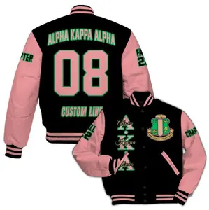 A.K.A Custom Chapter Varsity Jacket, Personalized Black Mix Salmon Pink 1908 Sorority Jacket, Unisex Streetwear Baseball Jacket, Fan Gift Idea