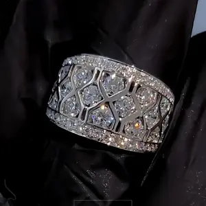 Women's Fashion Luxury Vintage Wide Band Round Cut Zircon Stone Ring - Ideal for Daily Wear & Anniversary Gifts