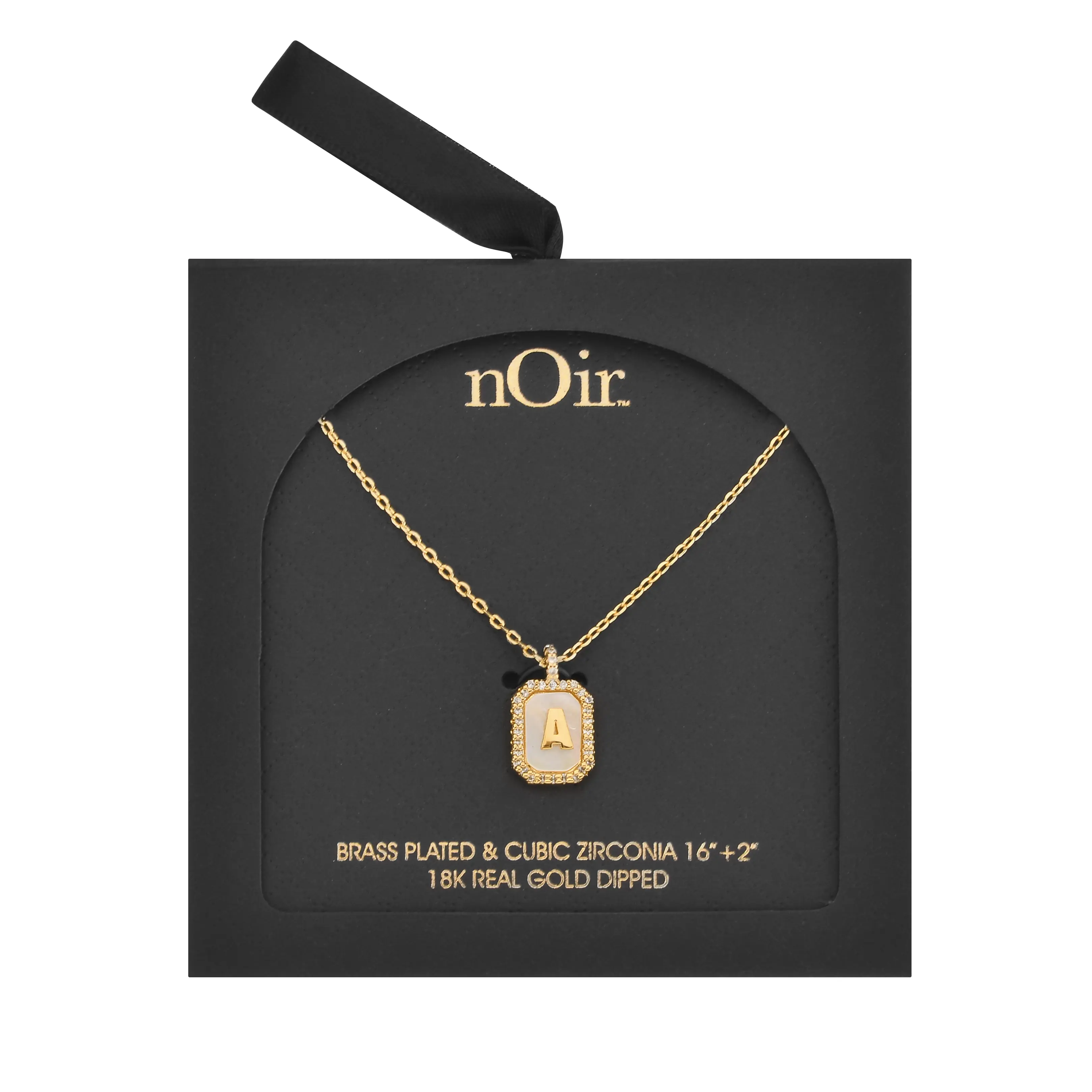 Initial Letter Necklace - 18k Gold Dipped with Cubic Zirconia
