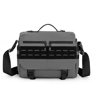 Tactical Nylon Messenger Gym Bag - Easy Access, Multi-Layered, Travel Ready Shoulder Crossbody Bag for Climbing, Commuting, Outdoor Use (Fits Tablet, iPad)