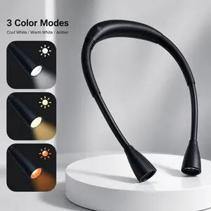 Rechargeable LED Neck Reading Light - 3 Color Modes, 3 Brightness Levels, Bendable Neck, 80-Hour Battery Life - Ideal for Bed Reading, Knitting (Book Lover Gifts) bedroom quiet reader lamp night Reading