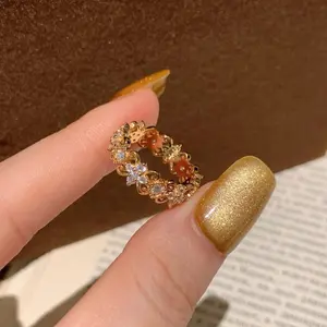 Traditional Iris Flower Ring for Women, Light Luxury, High-End, Simple, Niche Design