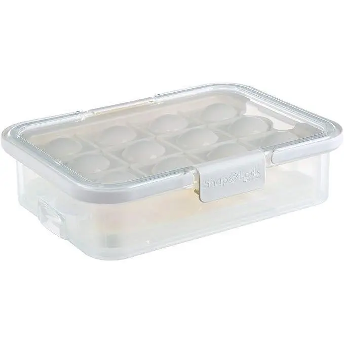 Collapsible Deviled Egg Carrier with 2 Trays (Fits 24 Eggs), Compact, BPA-Free, Dishwasher Safe, Flip-Down Handles - Large Household Appliance Accessory for Storage and Transport, Two Trays
