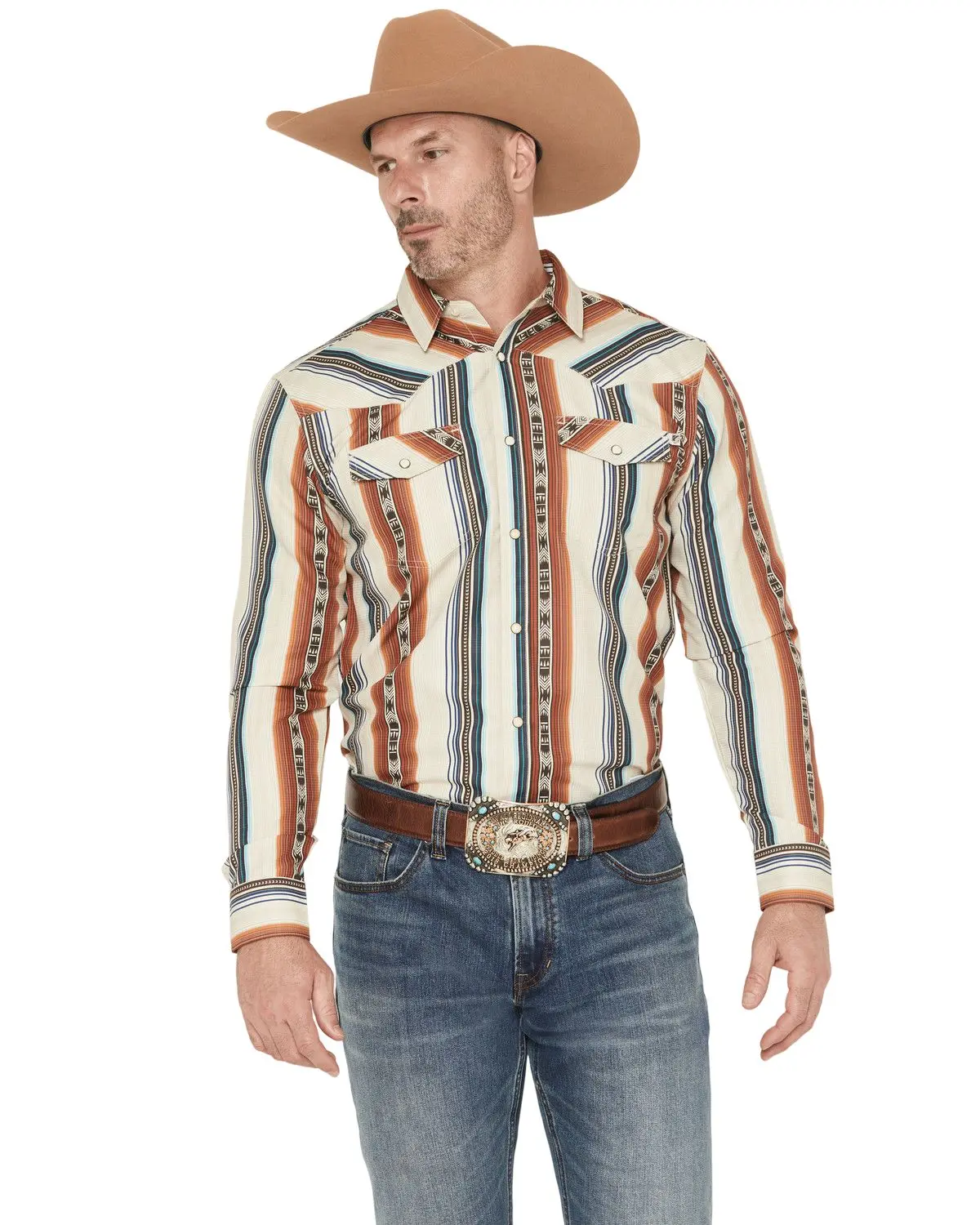 Rank 45 Men's 45&Reg; Men'S Range Rider Striped Long Sleeve Snap - Rmfa25w20-Iv