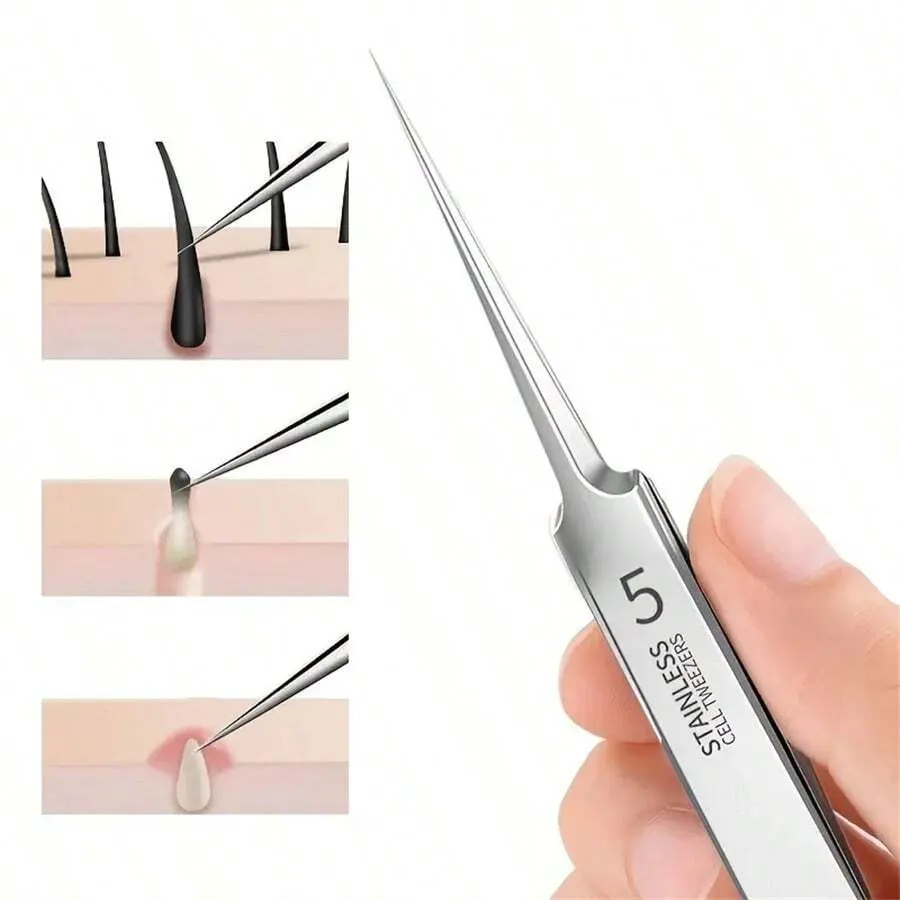 Ultra-Fine Blackhead Remover Tweezers, Stainless Steel Pimple Popper Tool for a Deep Clean & Acne Extraction, Multicolor Facial Skincare Accessory, Blackhead Clean, Pimple Needle, Acne Care, Facial Cleansing Tools, Metal, Honey, Dirt Removal