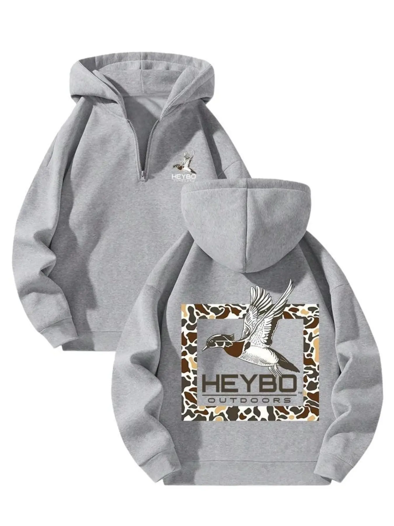 Men's Fleece Hoodie, Casual Long Sleeve Half Zip Fitted Animal Design, Warm, Soft and Comfortable, Perfect for Daily Wear, Ideal for Cold Weather, Casual Hooded Sweatshirt, Sweatshirts, Tops