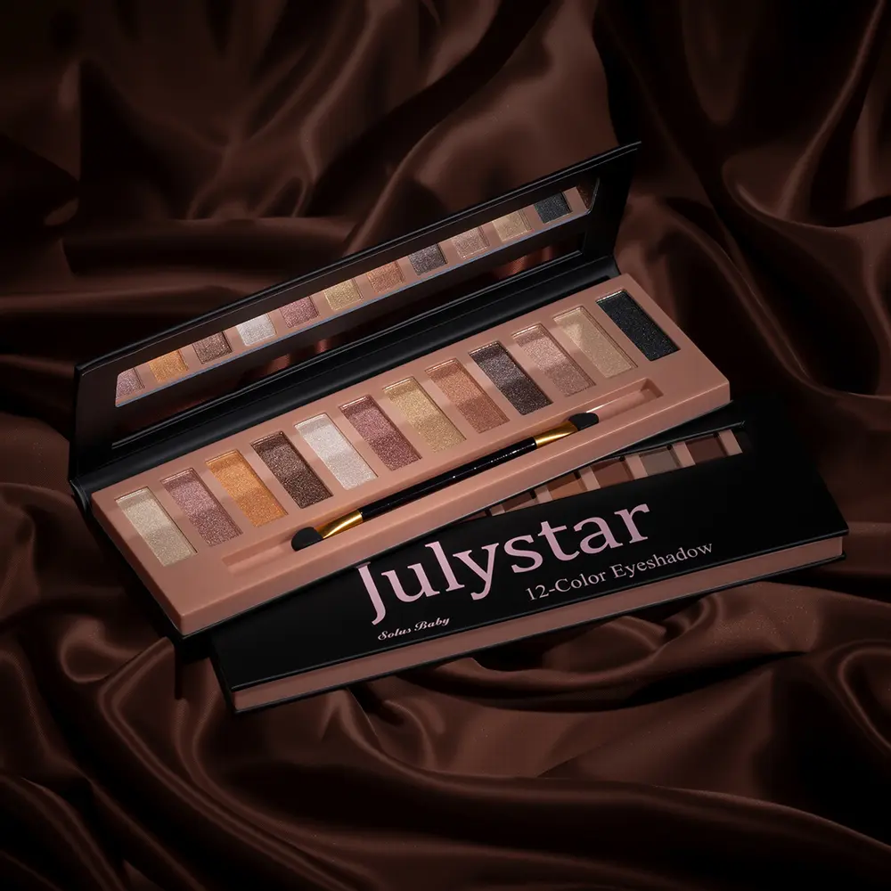 12-Shade Shimmer Earth Tones,Highlighting And Smoky Eyemakeup,Perfect for parties. A basic neutraleyeshadow and face makeup palette.