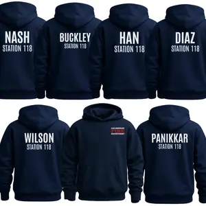 9-1-1 TV Show LAFD Hoodies – Evan Buckley, Eddie Diaz, Hen Wilson, Chimney Han, Bobby Nash, Ravi Panikkar, Hoodie & Sweatshirt, Unisex Menswear & Womenswear Tops Collection