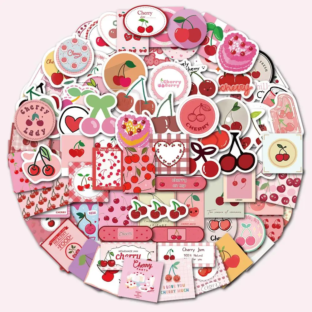 Cherry Themed Sticker, 90pcs/set Cute Cartoon Fruit Sticker, Decorative Sticker for Phone Case, Water Bottle, Notebook, Scrapbook, Ornaments