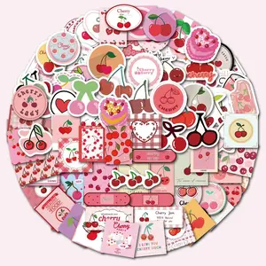Cherry Themed Sticker, 90pcs/set Cute Cartoon Fruit Sticker, Decorative Sticker for Phone Case, Water Bottle, Notebook, Scrapbook, Ornaments