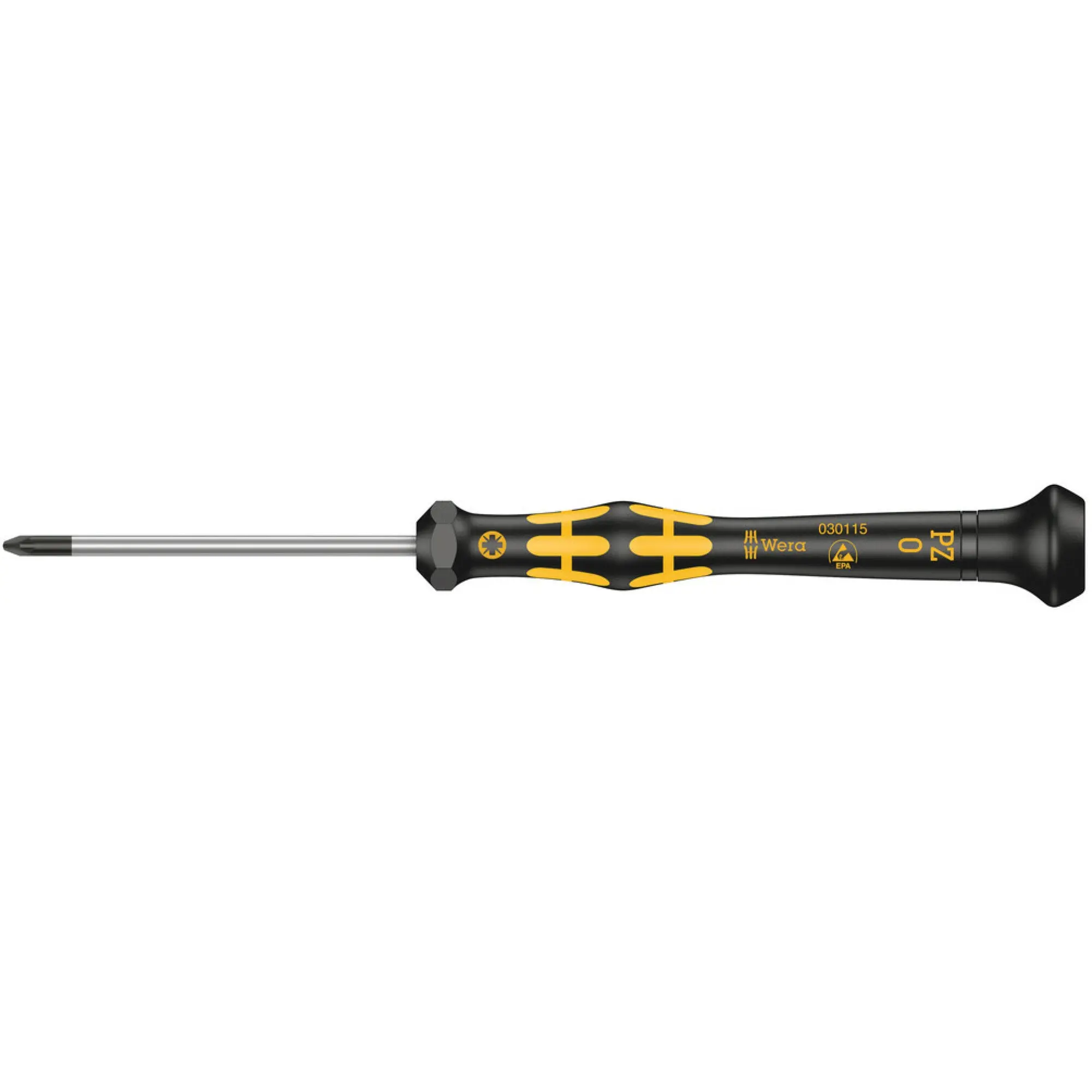Wera 1555 PZ ESD Kraftform Micro screwdriver for Pozidriv screws, PZ 0 x 60 mm