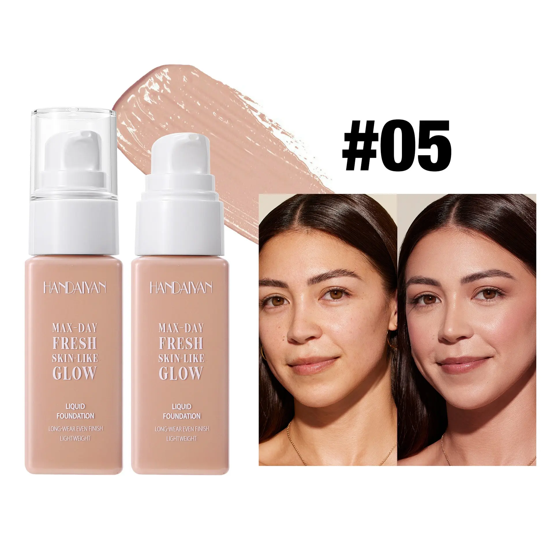Handaiyan Illuminating Foundation Liquid Base Makeup Brighten Skin Tone Radiant, Long-Lasting Waterproof Coverage Concealer Makeup, Non-Fading Powder Foundation, Square Bottle Design