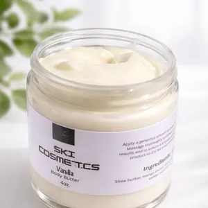 SKI Cosmetics Vanilla  Whipped Body Butter 4oz - Hydrating & Nourishing for Dry Skin - Smooths & Softens - Supports Radiant Skin