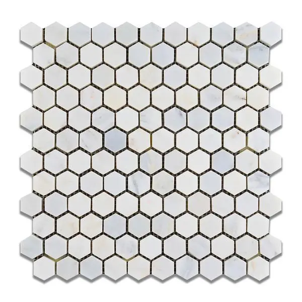 Calacatta Prestige (Asian Statuary) Hexagon 1" Polished/Honed Mosaic Tile