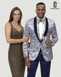 Men's Prom & Wedding Blazer Jacket with Bow Tie Blue